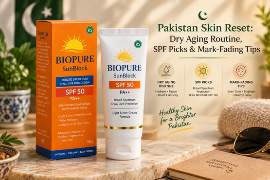 Pakistan Skin Reset: Dry Aging Routine, SPF Picks & Mark-Fading Tips