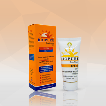 BIOPURE SunBlock SPF 50 PA+++ | Broad Spectrum UVA/UVB Protection